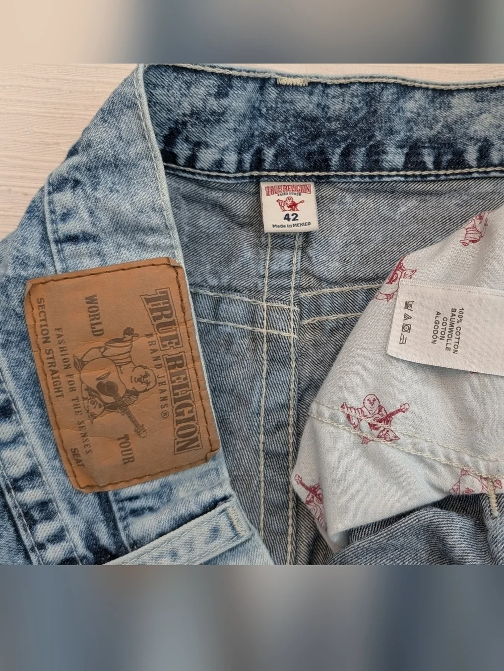 True Religion Acid Wash Denim Home Made Cut Off Short Men 42 RN#112970